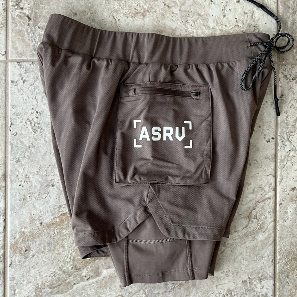 ASRV Technical Sportswear Tetra-Lite 5” Liner Cargo Gym Shorts, Taupe Brown, M - Picture 5 of 11
